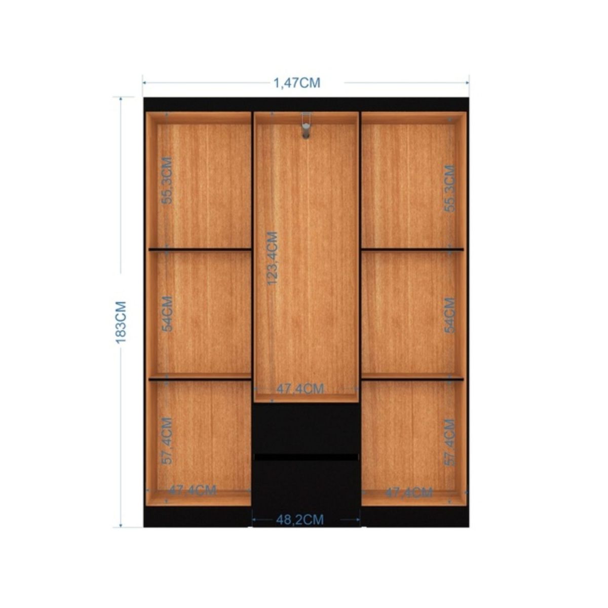 AKIVOY - Closet Armario Lisboa 6 Puertas 183Cm Color Negro