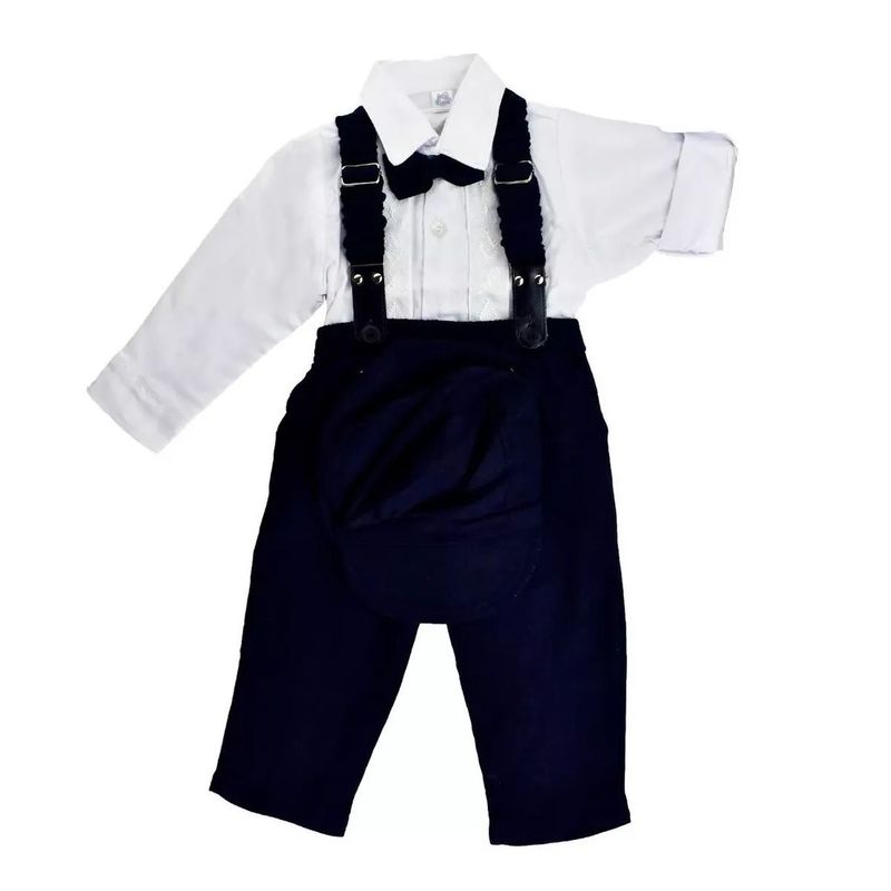 MUNDO BEBE - Conjunto Traje Bautizo Para bebe Niño Tirantes Corbatín Y Boina._.