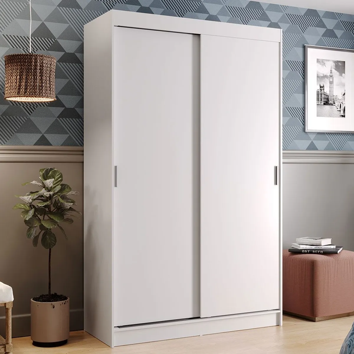 MADESA - Clóset Tokio 2 Puertas Corredizas 2 Cajones Blanco 218 cm x 109 cm x 54 cm