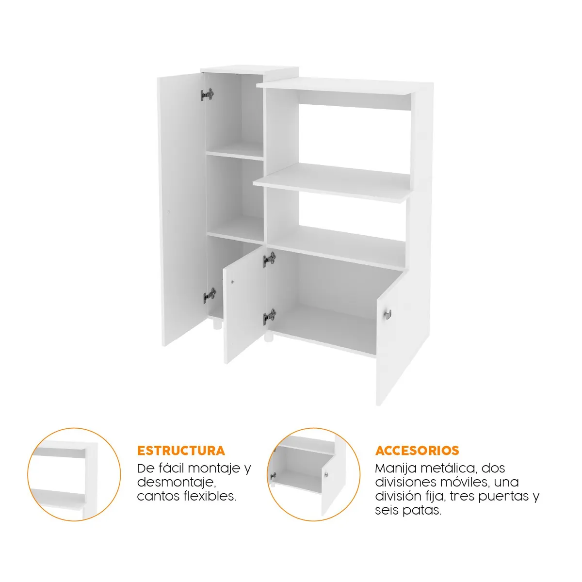 BONNO - Organizador De Cocina Alto Luzio Blanco Bonno
