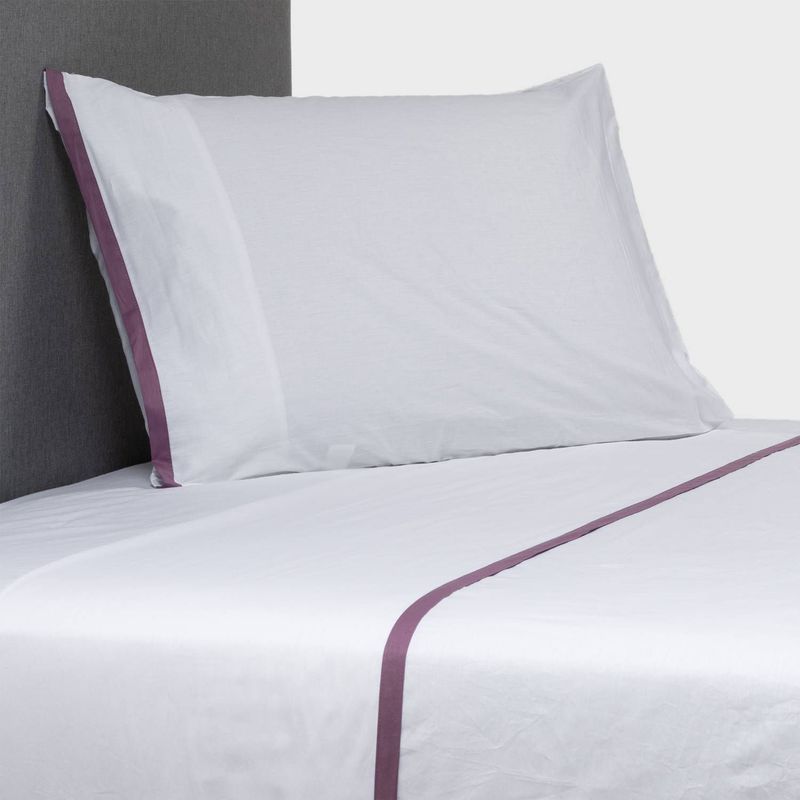PLUMA HOME - Juego de Sabanas con cenefa  Purp and White Doble.