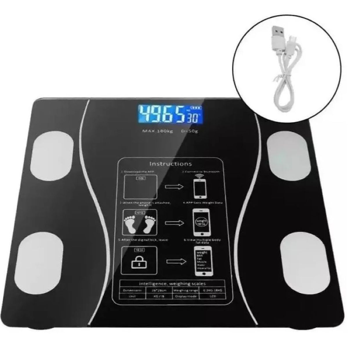 ZHOPI CO - Bascula Digital Inteligente Bluetooth Recargable