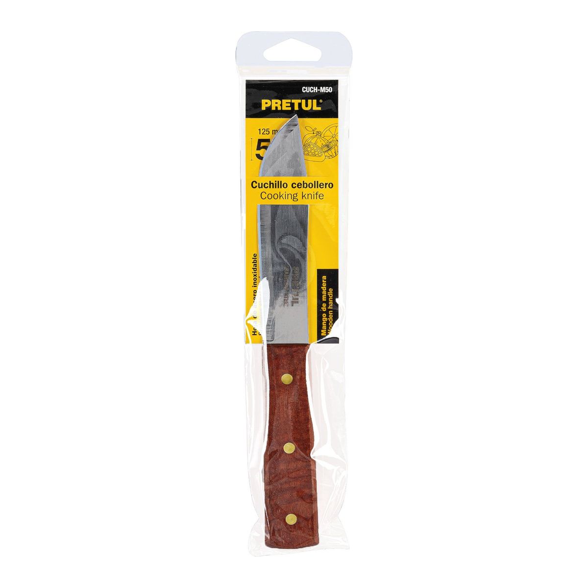 PRETUL - Cuchillo De Cocina De 5" (13 Cm) Cebollero, Mango De Madera Pretul
