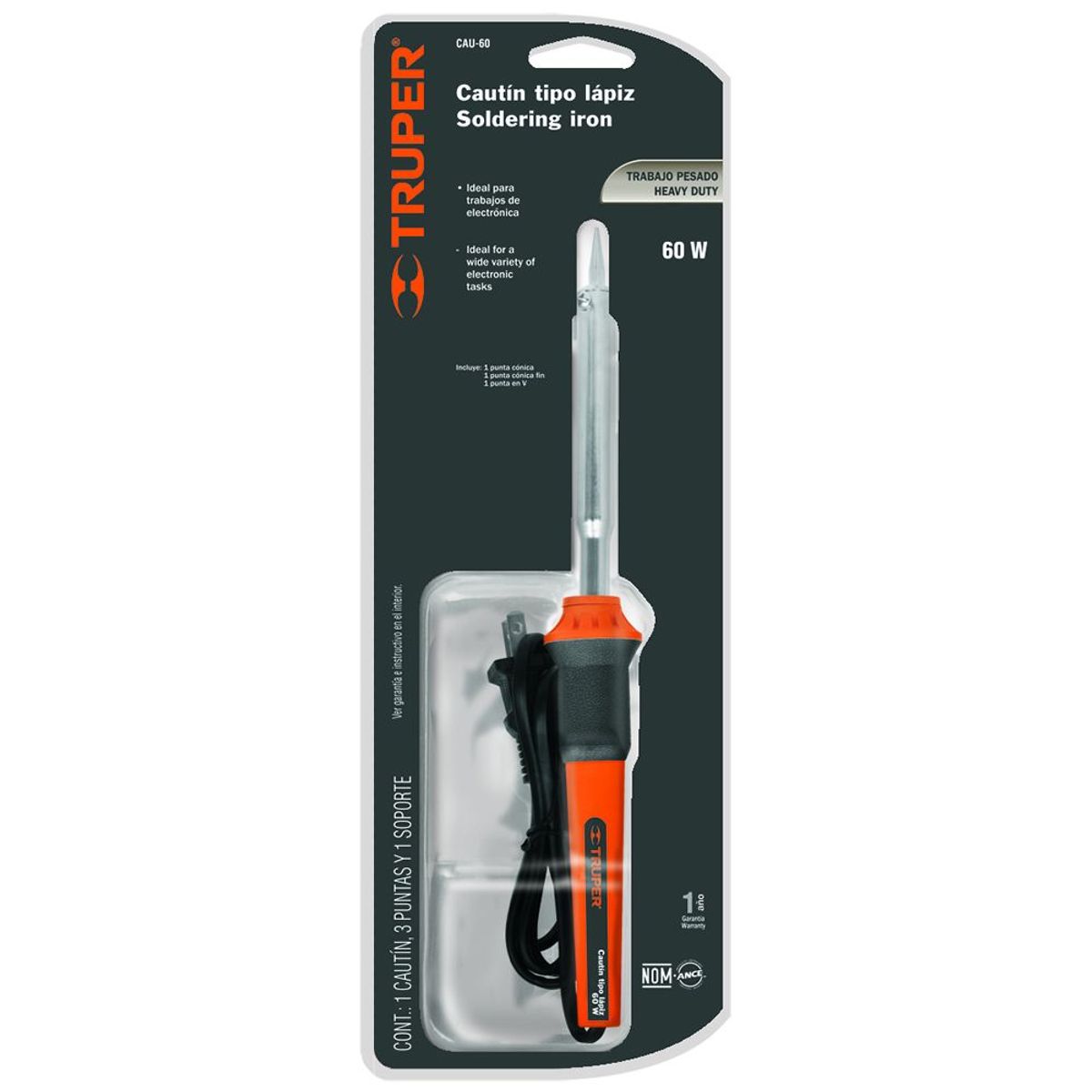 TRUPER - Cautín Profesional Tipo Lápiz De 60 W, Incluye Accesorios Truper
