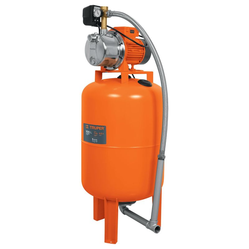 TRUPER - Bomba Hidroneumática 100 L Industrial, 1 Hp, Bobina De Cobre Truper
