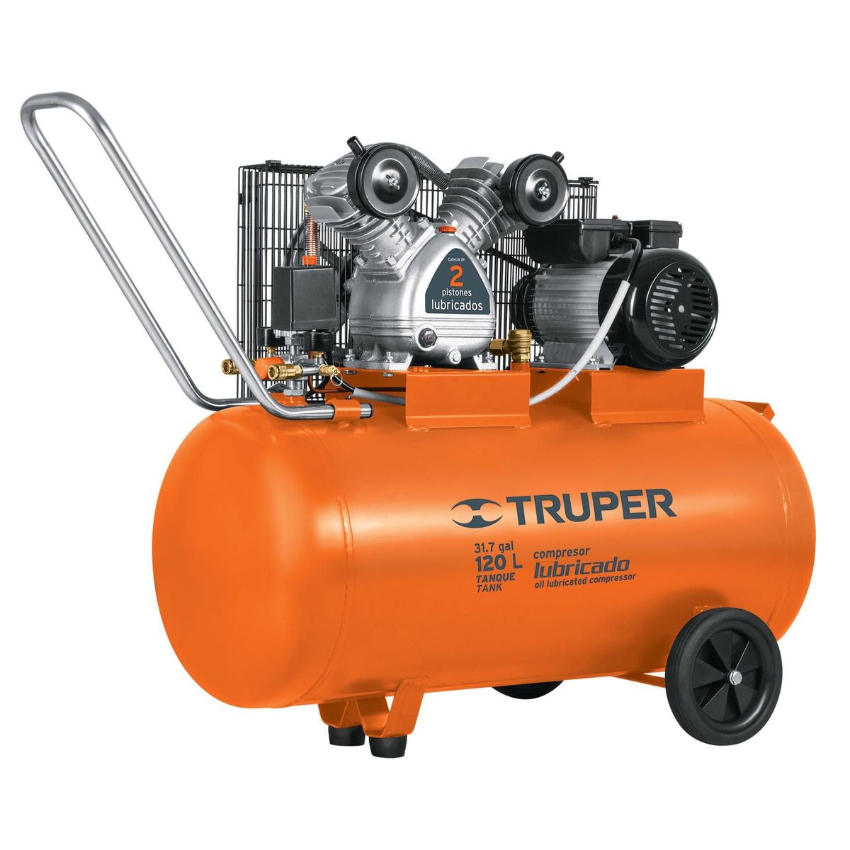 TRUPER - Compresor Horizontal De Banda, 120 L, 4 Hp Y Motor En Cobre Truper