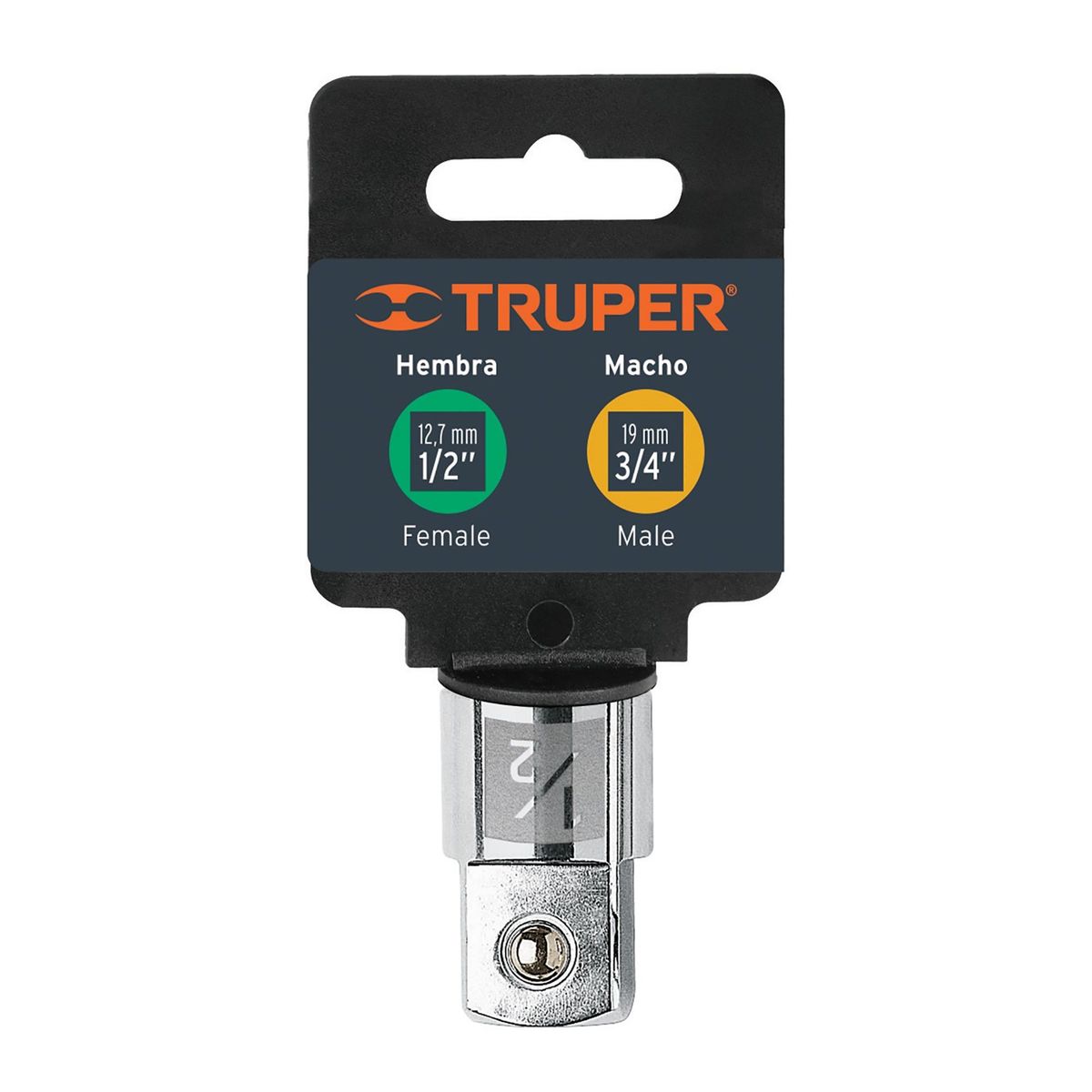 TRUPER - Adaptador Para Ratchet Y Copas, Hembra 1/2", Macho 3/4" Truper