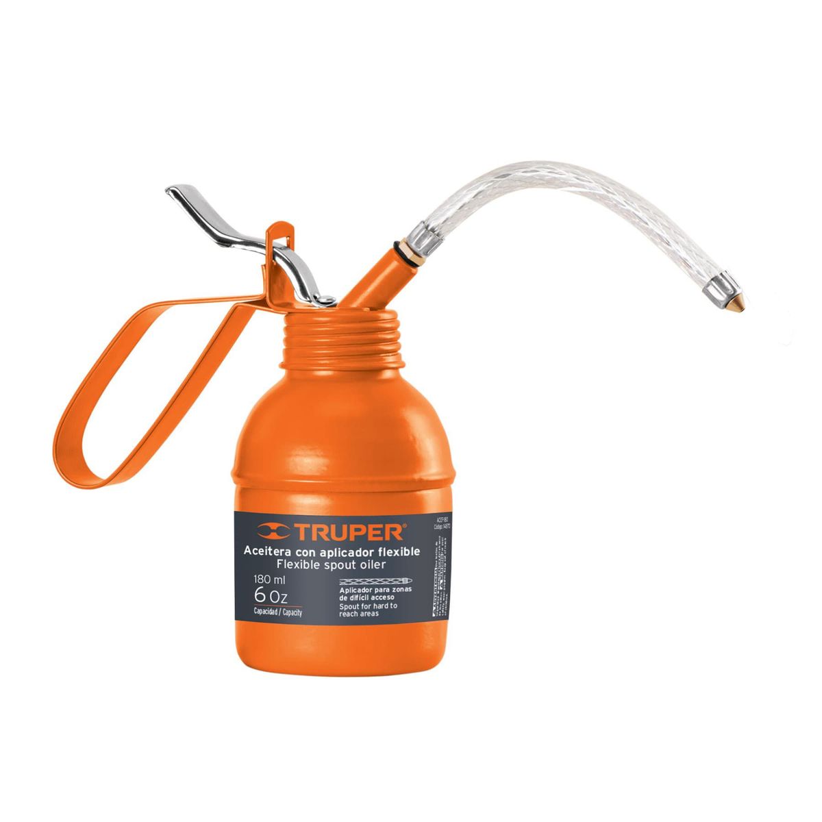 TRUPER - Aceitera De 180 Ml Con Manguera Flexible Y Boquilla De Latón Truper