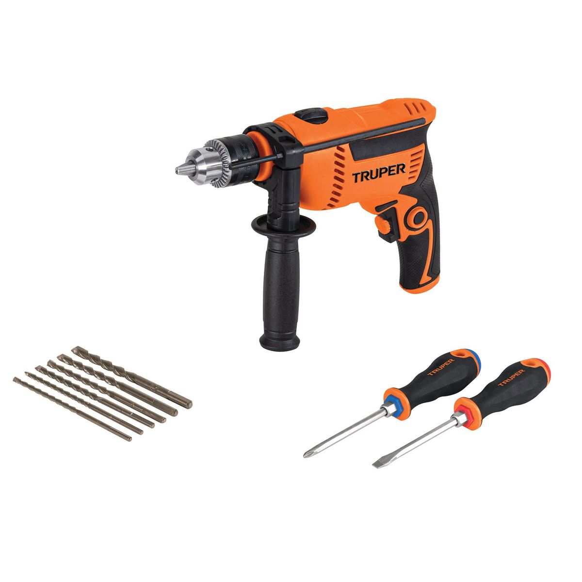 TRUPER - Combo De Taladro Percutor + 6 Brocas + 2 Destornilladores Truper