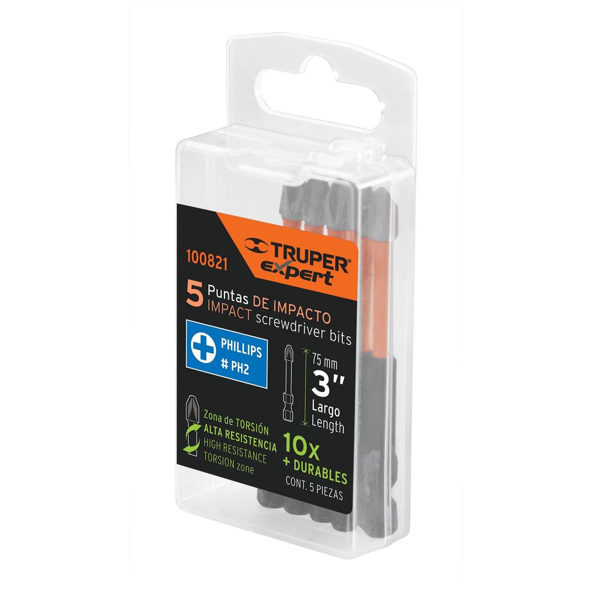 TRUPER - Juego De 5 Puntas De Impacto Estrella Ph2 De 3" Zanco 1/4" Truper