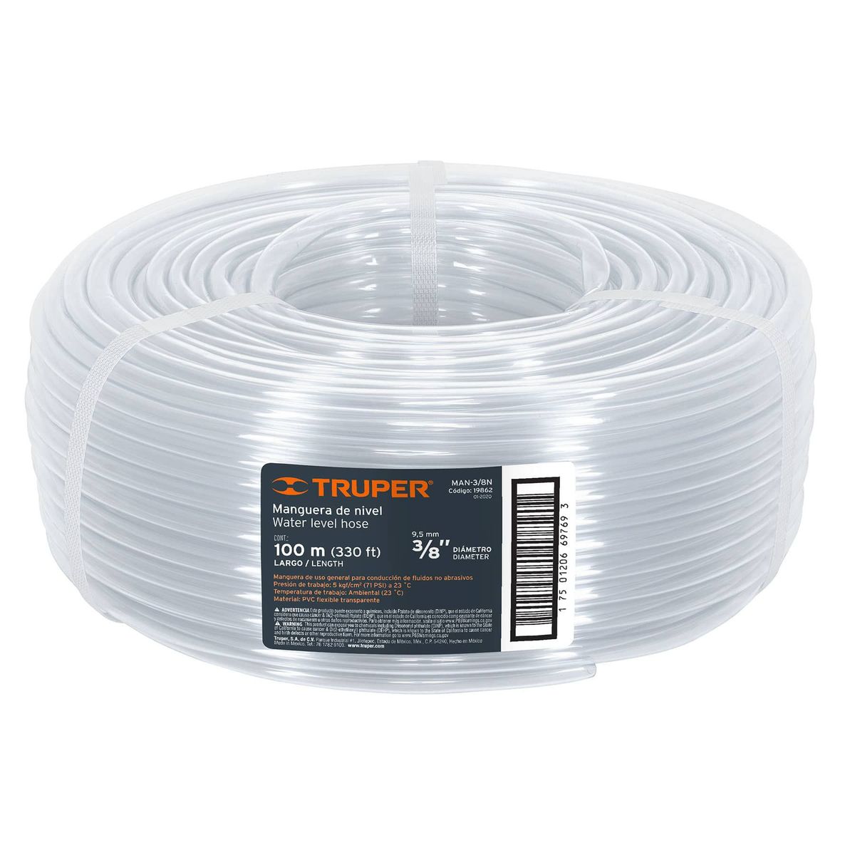 TRUPER - Manguera De Nivel 100 Metros, Diámetro 3/8", Espesor 1 Mm Truper