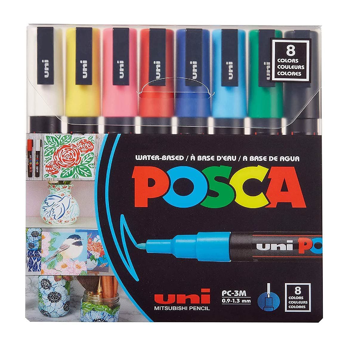 POSCA - Marcador Gráfico De Vinilo Posca 3m X 8 Estuche plástico