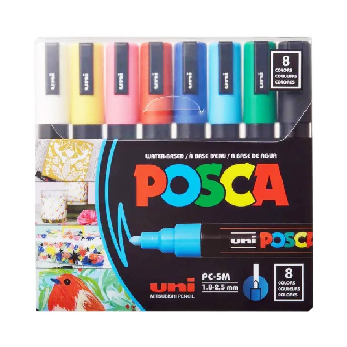 POSCA - Marcador Gráfico De Vinilo, Posca Pc-5m Set X 8 Colores