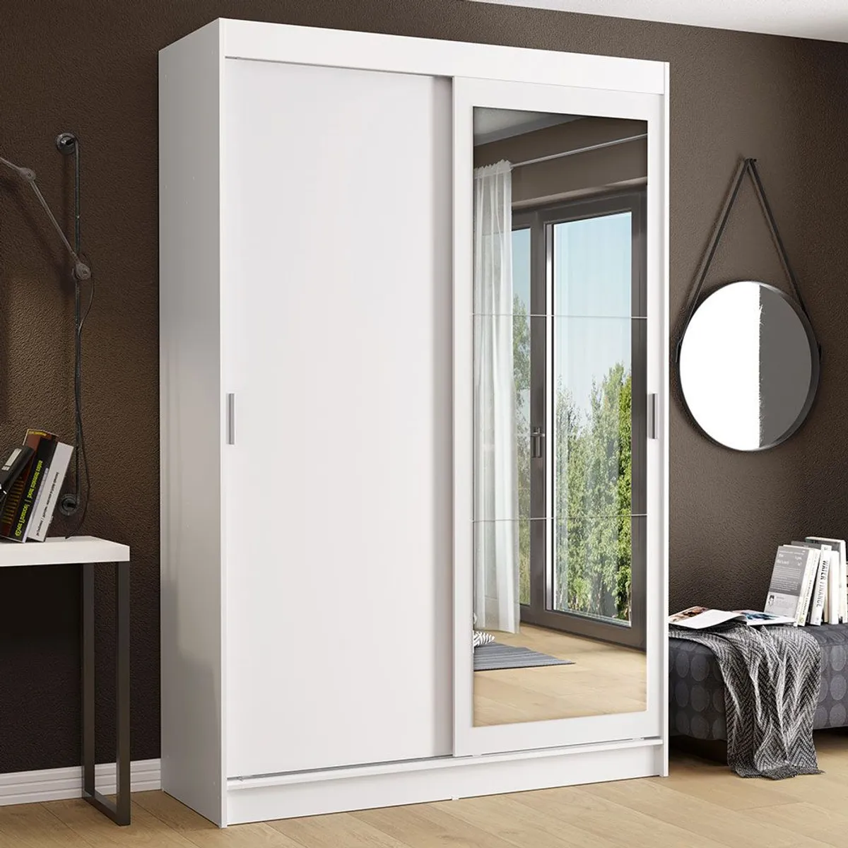 MADESA - Clóset Tokio 2 Puertas Corredizas 1 Espejo Blanco 218 cm x 109 cm x 54 cm