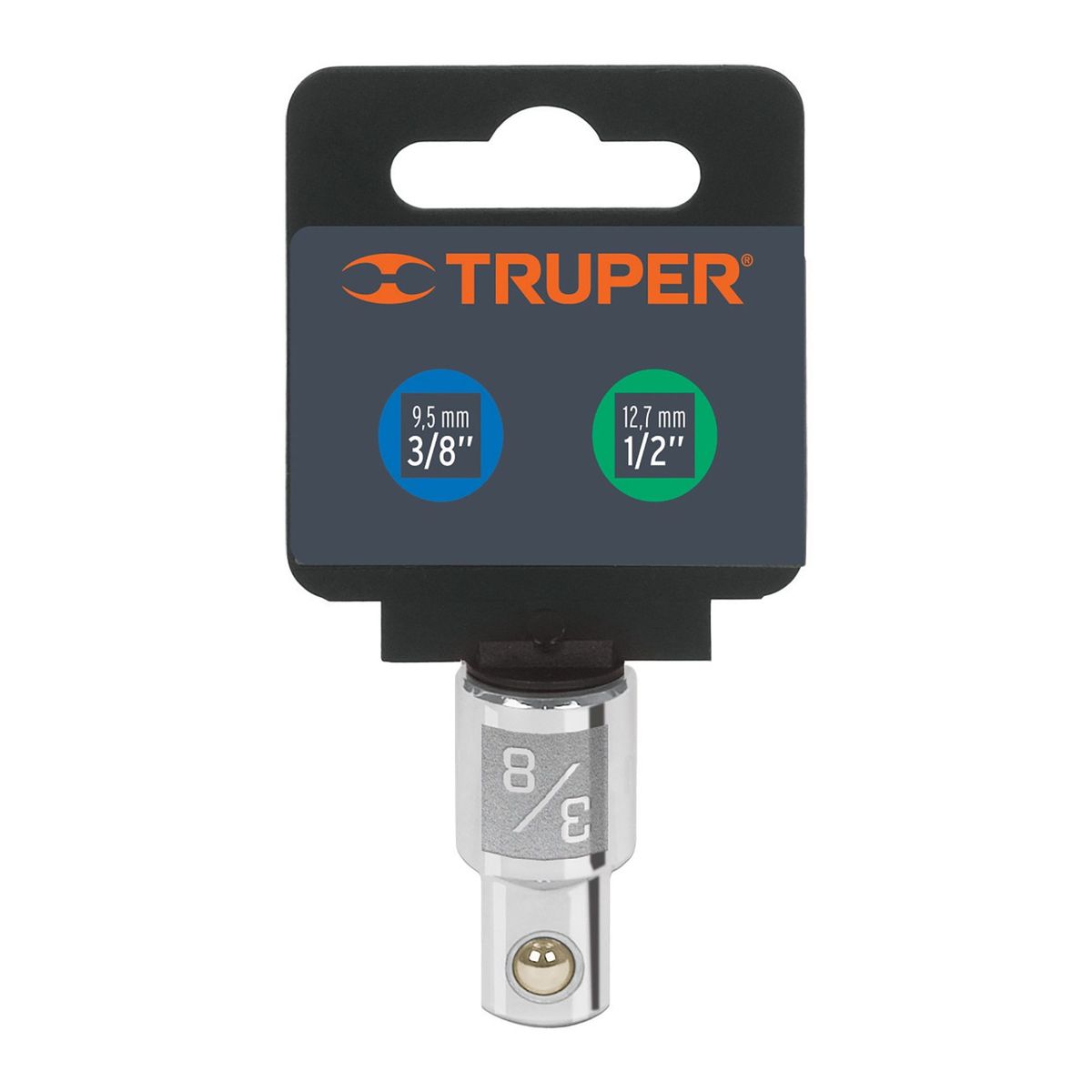 TRUPER - Adaptador Para Ratchet Y Copas, Hembra 3/8", Macho 1/2" Truper