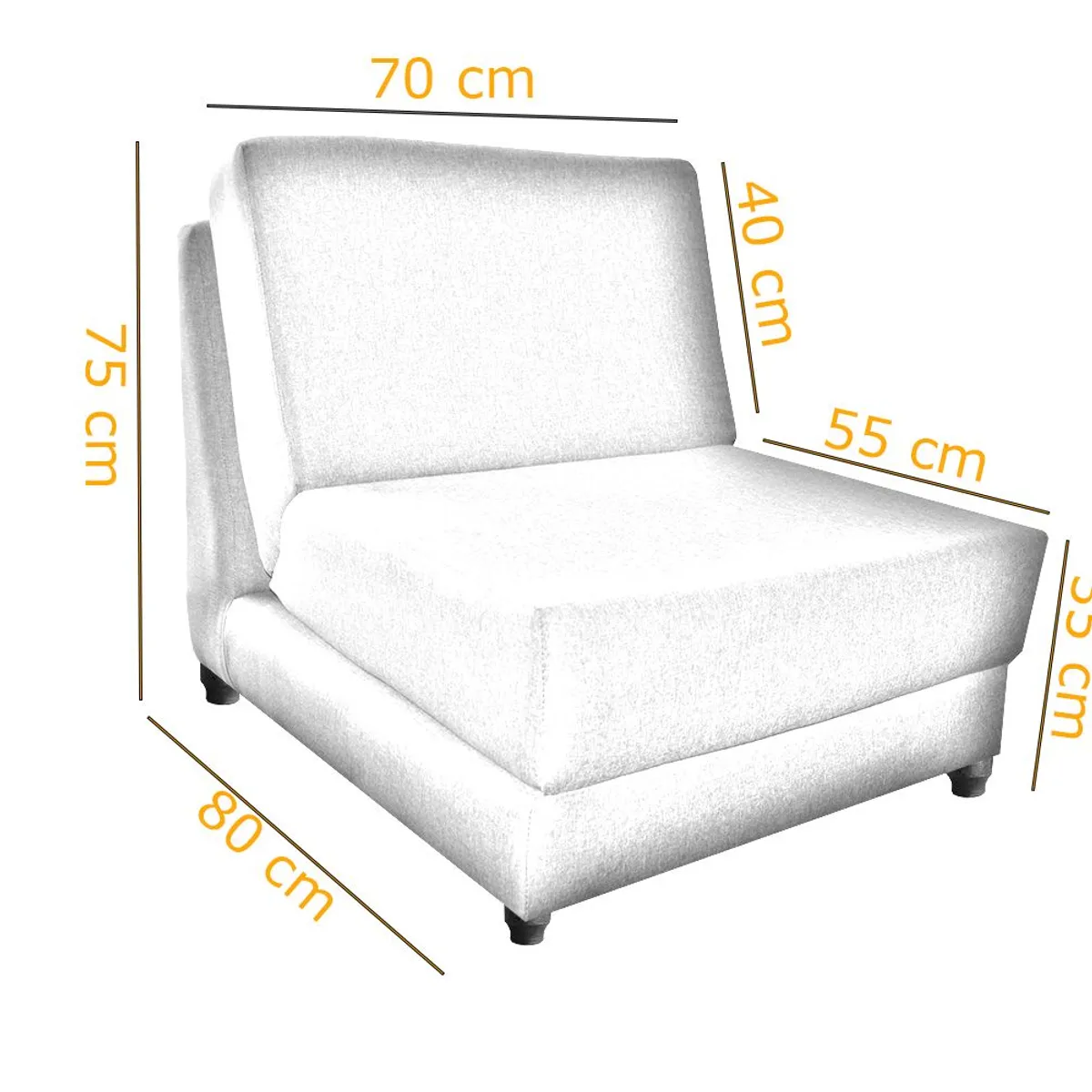 MUEBLES FANTASIA - Silla cama de 70 cm Tela Memphis Negro