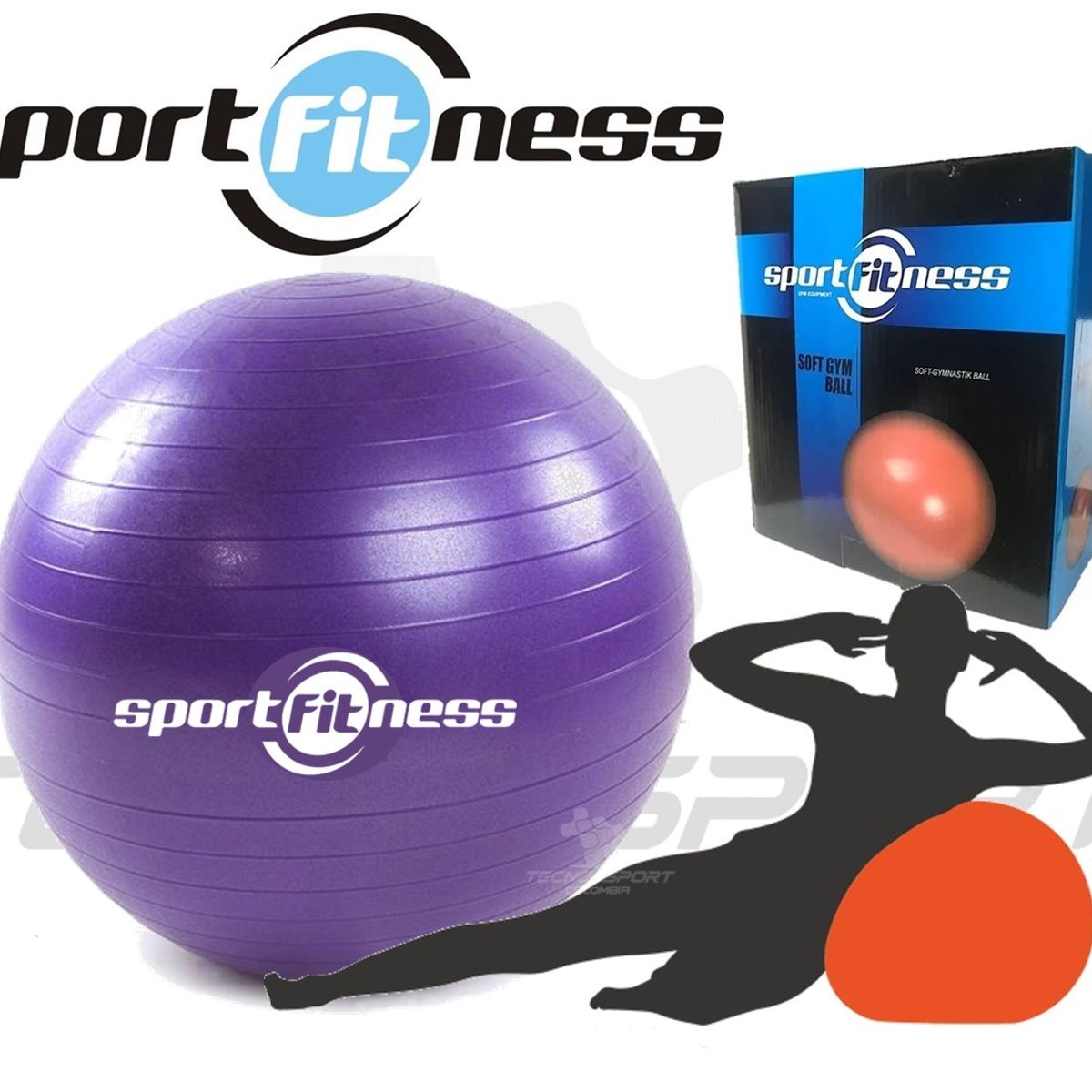 SPORT FITNESS - Pelota 65cm Pilates Yoga Bola Gimnasia Sportfitness Gym Ball