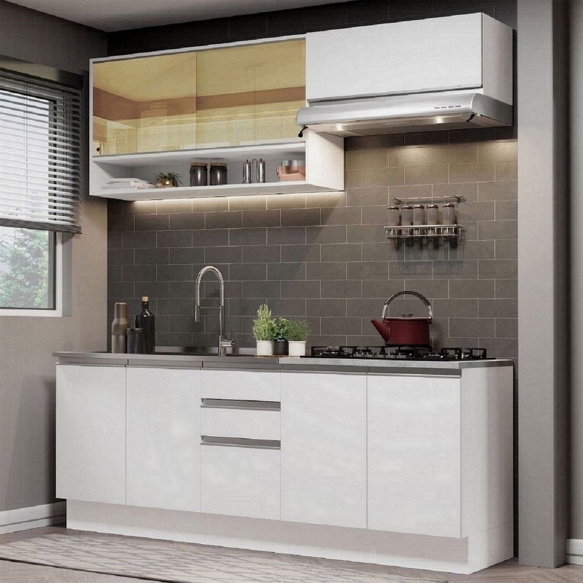 MADESA - Cocina Integral Glamy 2.00 m con Mesón de Acero 03