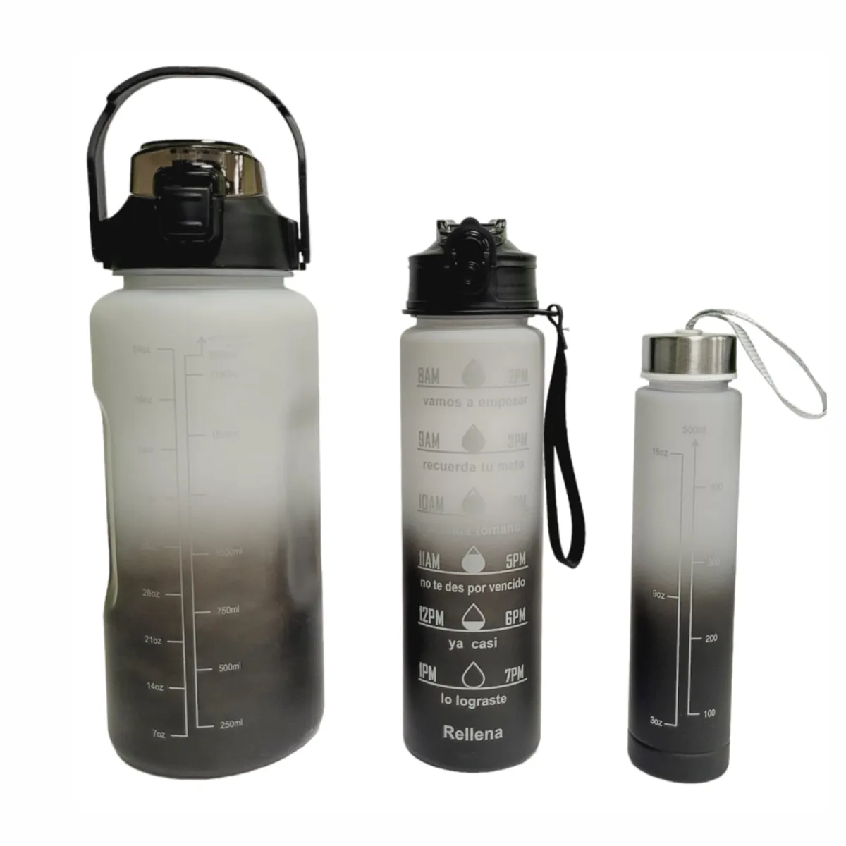 TECNOHOGAR JS - Termo Motivacional 3 En 1 Sticker 2 Litros 900ml 300ml