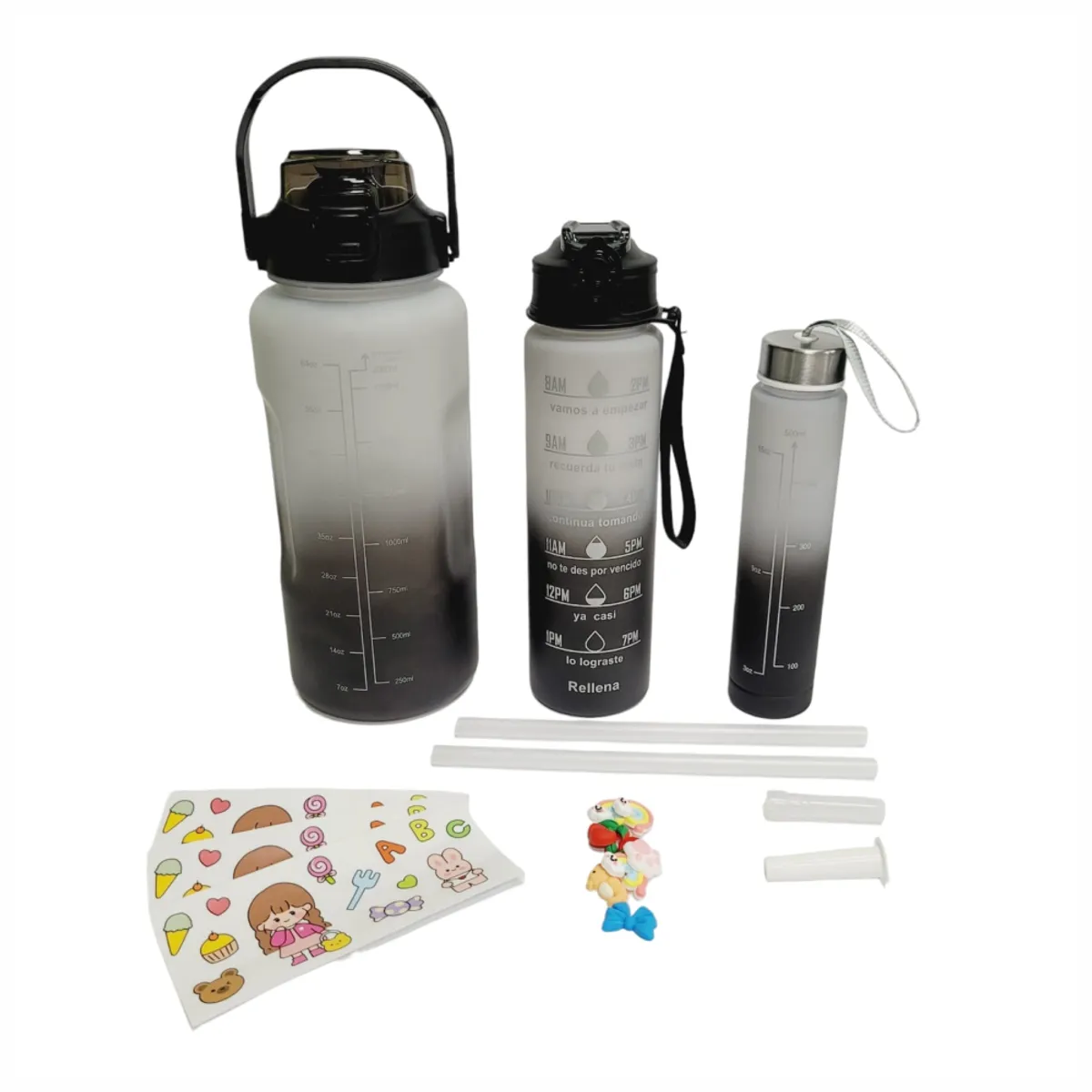 TECNOHOGAR JS - Termo Motivacional 3 En 1 Sticker 2 Litros 900ml 300ml