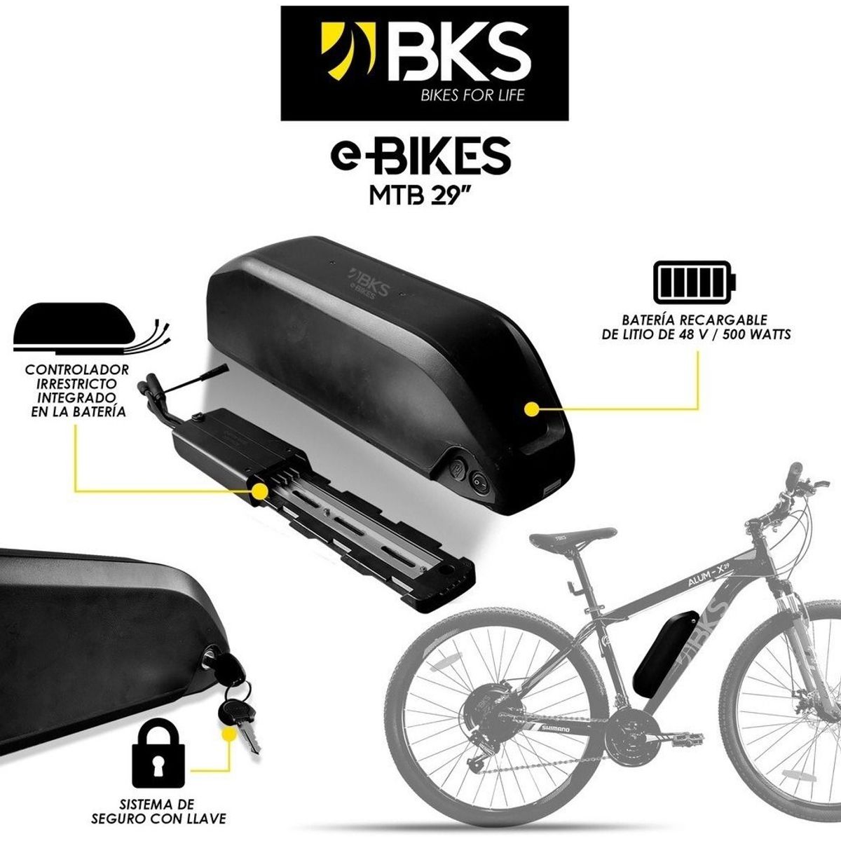 BKS - Kit Bicicleta Eléctrica Convertidor 29  Mtb 48v 500w