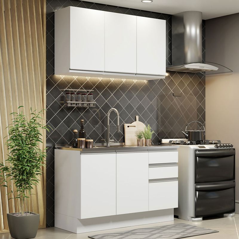 MADESA - Cocina Integral Glamy 1.20 m con Mesón de Acero 01
