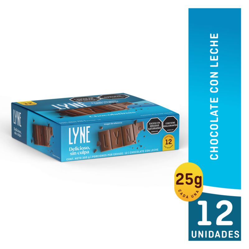 LYNE - Chocolatina  Lyne leche plegadiza x 12 unidades