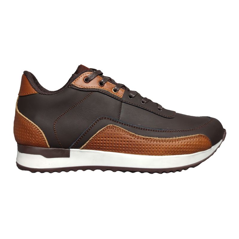 CALZADO CON ALTURA MONSERRATE - Tenis en cuero para hombre marca Monserrate Ref Nevada color café_.