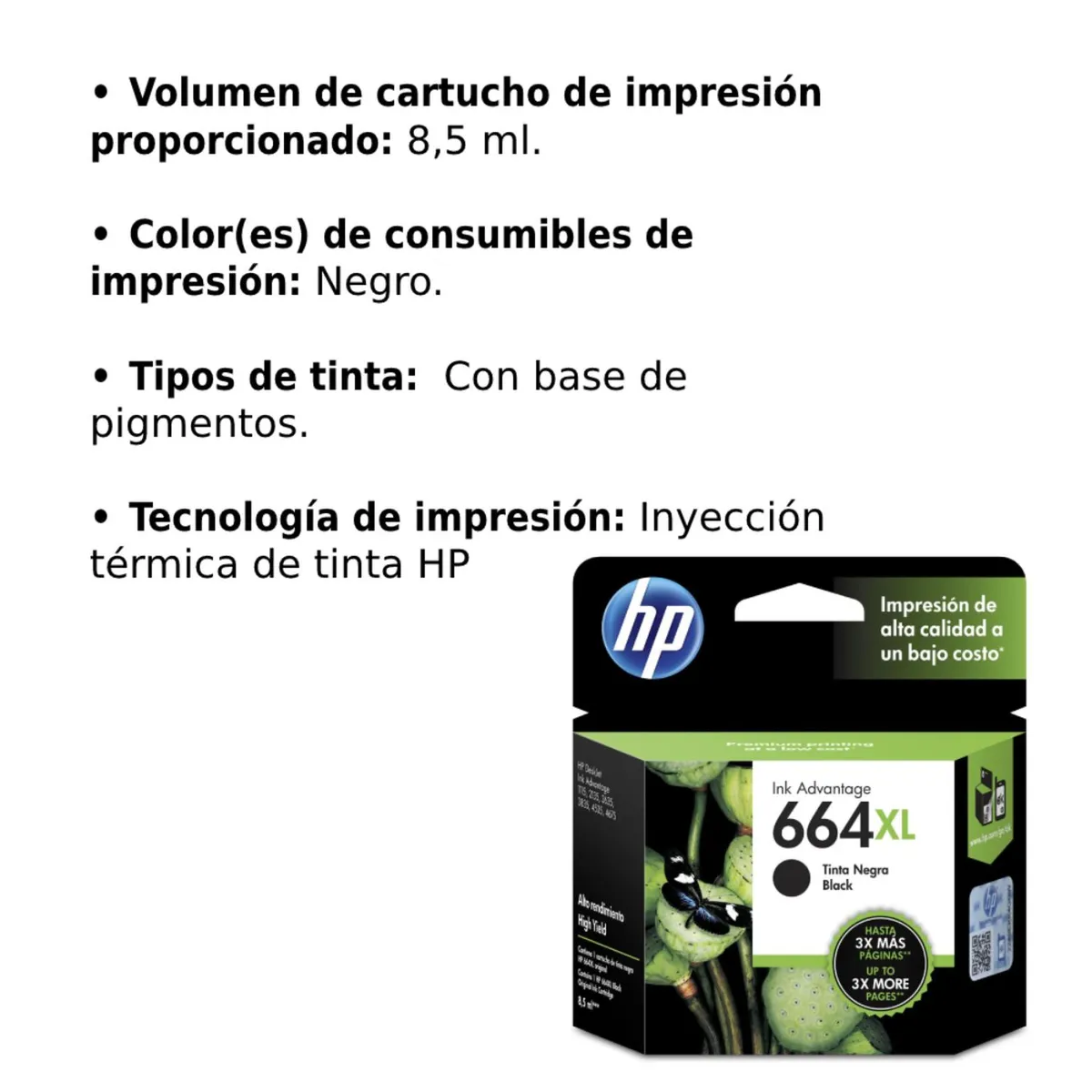 HP - Cartucho De Tinta Hp 664xl Negra