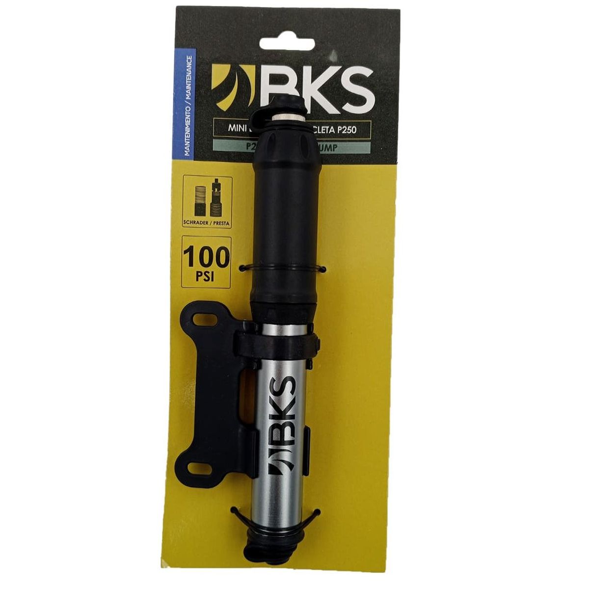 BKS - Inflador De Aire Bicicleta Mini Bomba Mano Bks P250 100Psi