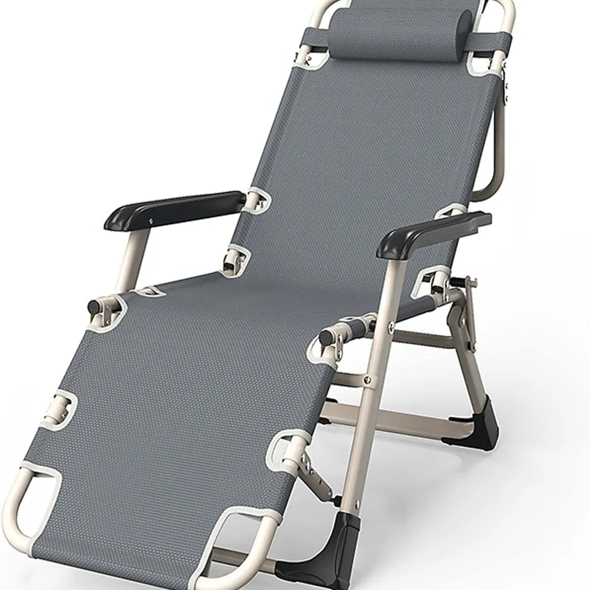 SUBE - Silla cama asoleadora para camping y playa plegable gris