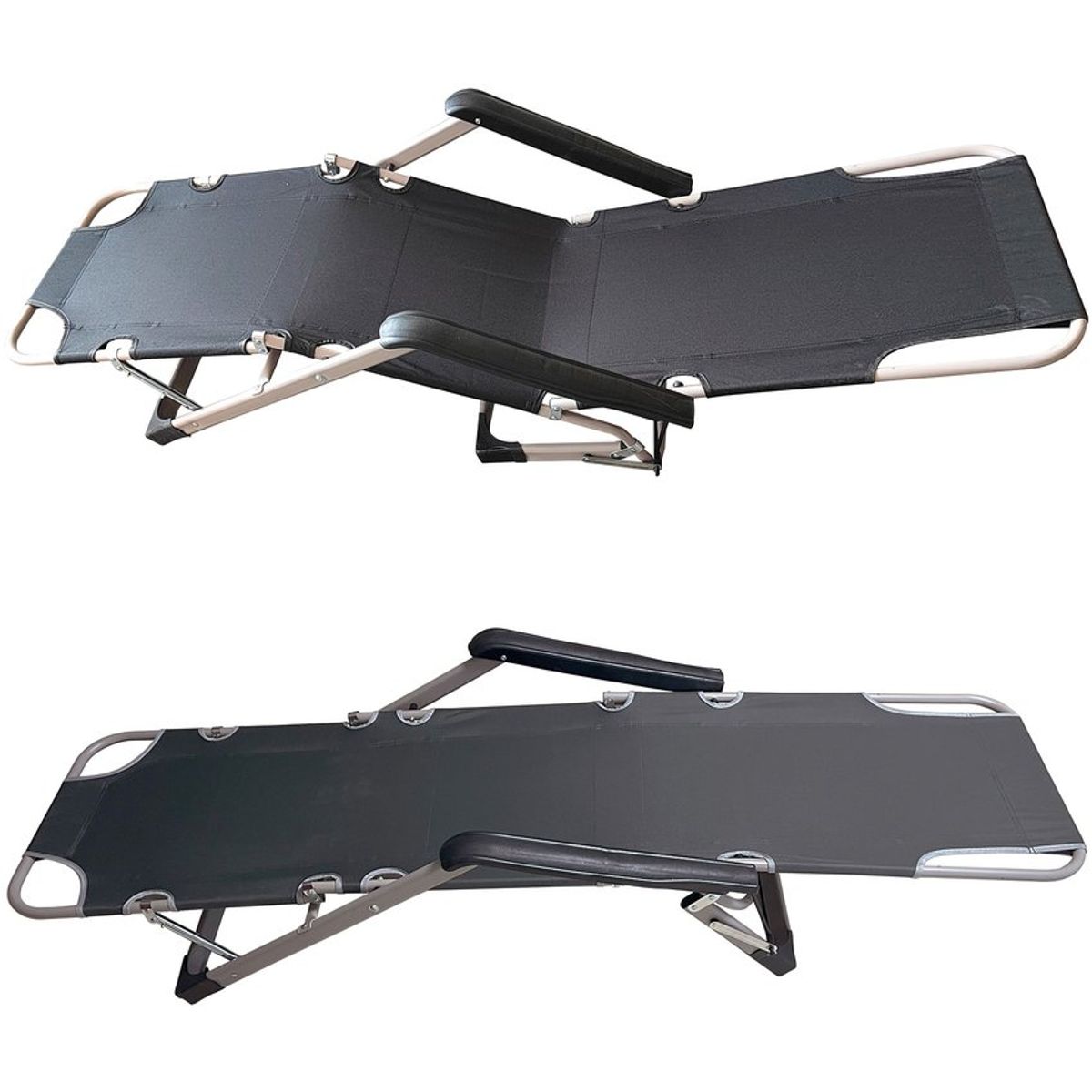 SUBE - Silla cama asoleadora para camping y playa plegable gris