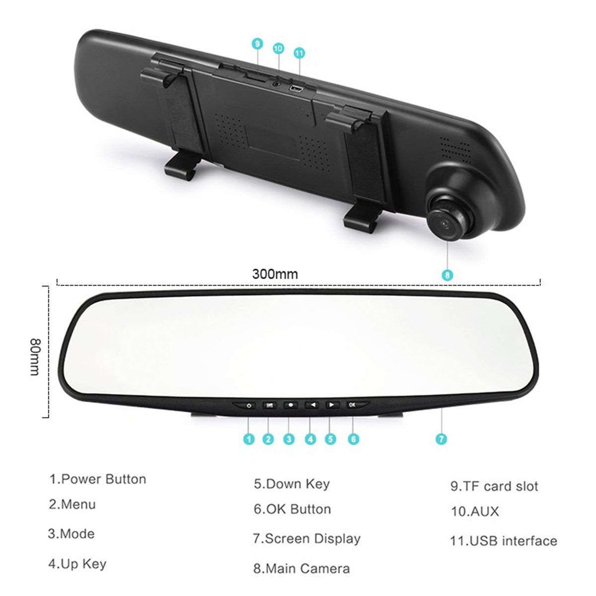 SUBE - Espejo Retrovisor con Camara trasera Carro FULL HD Vehículo