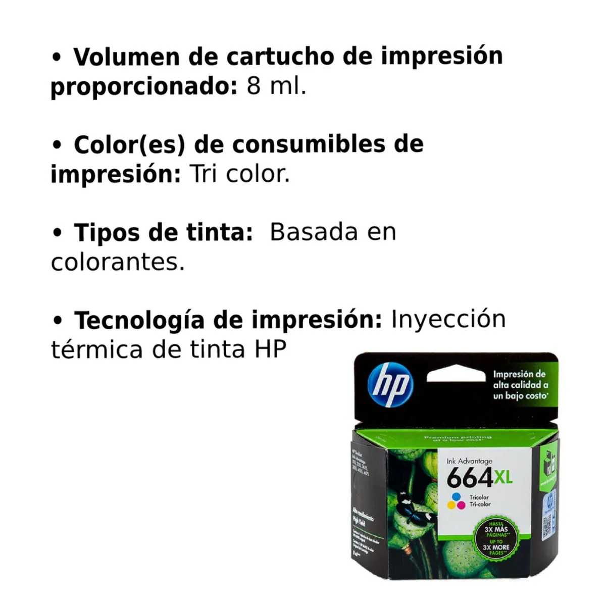 HP - Cartucho De Tinta Hp 664xl Tricolor