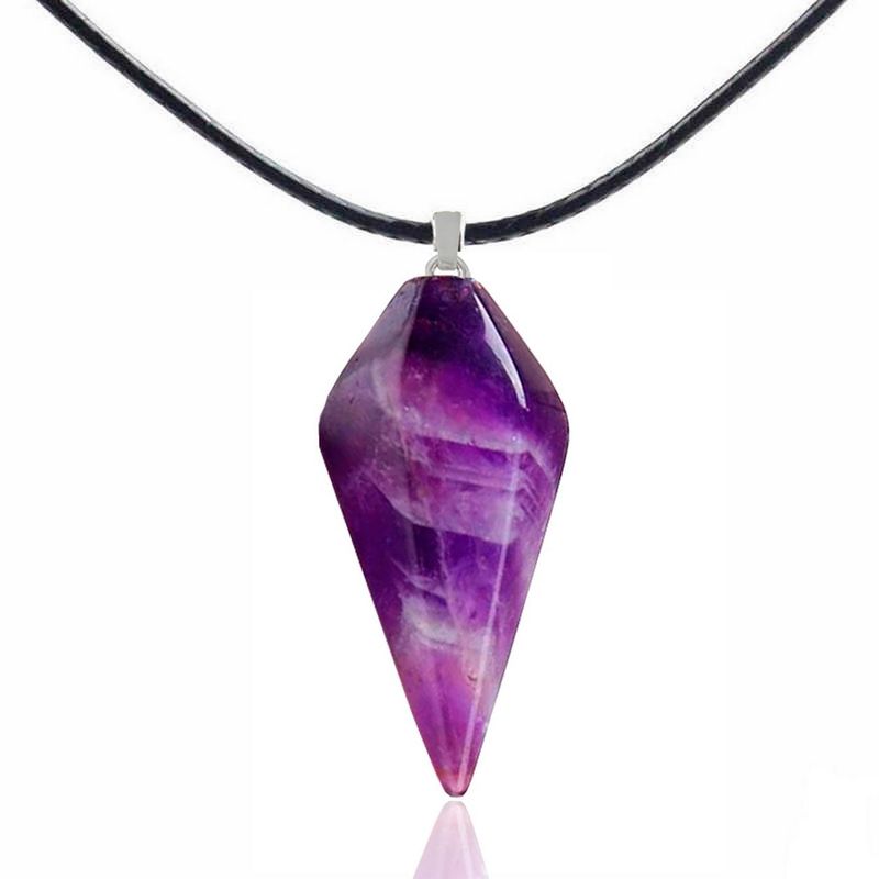 DAYOSHOP - Collar Cuarzo Amatista Pendulo Mas Estuche