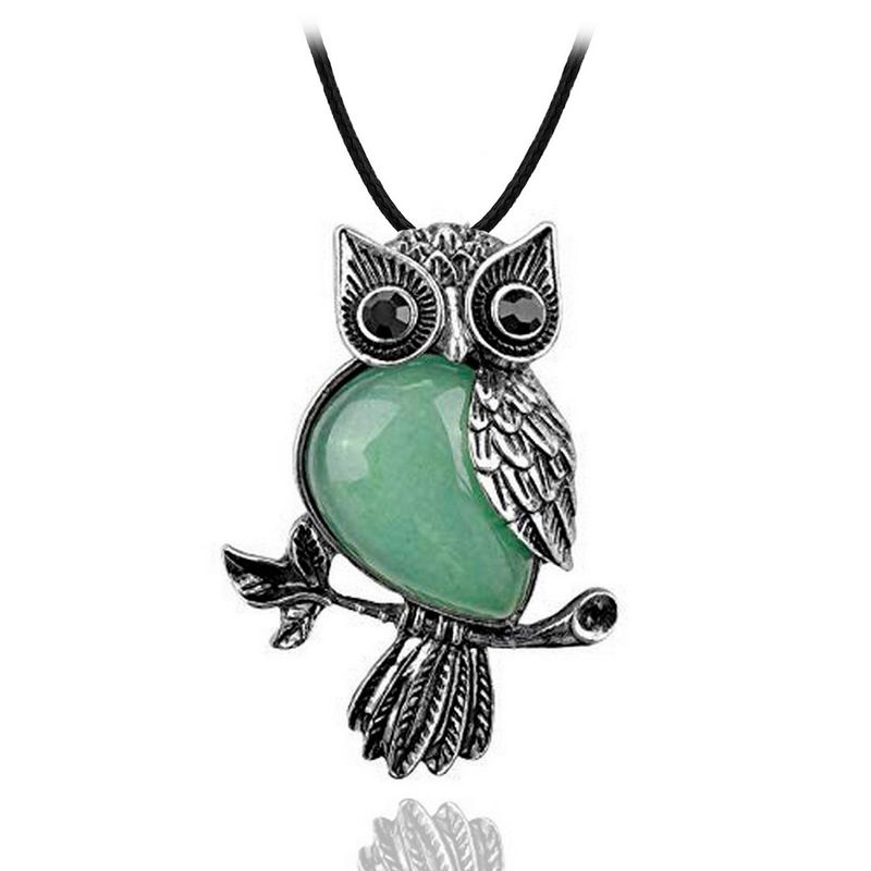 DAYOSHOP - Collar Cuarzo Jade Buho Sabio Mas Estuche