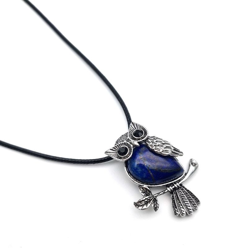 DAYOSHOP - Collar Cuarzo Lapislazuli Buho Sabio Mas Estuche