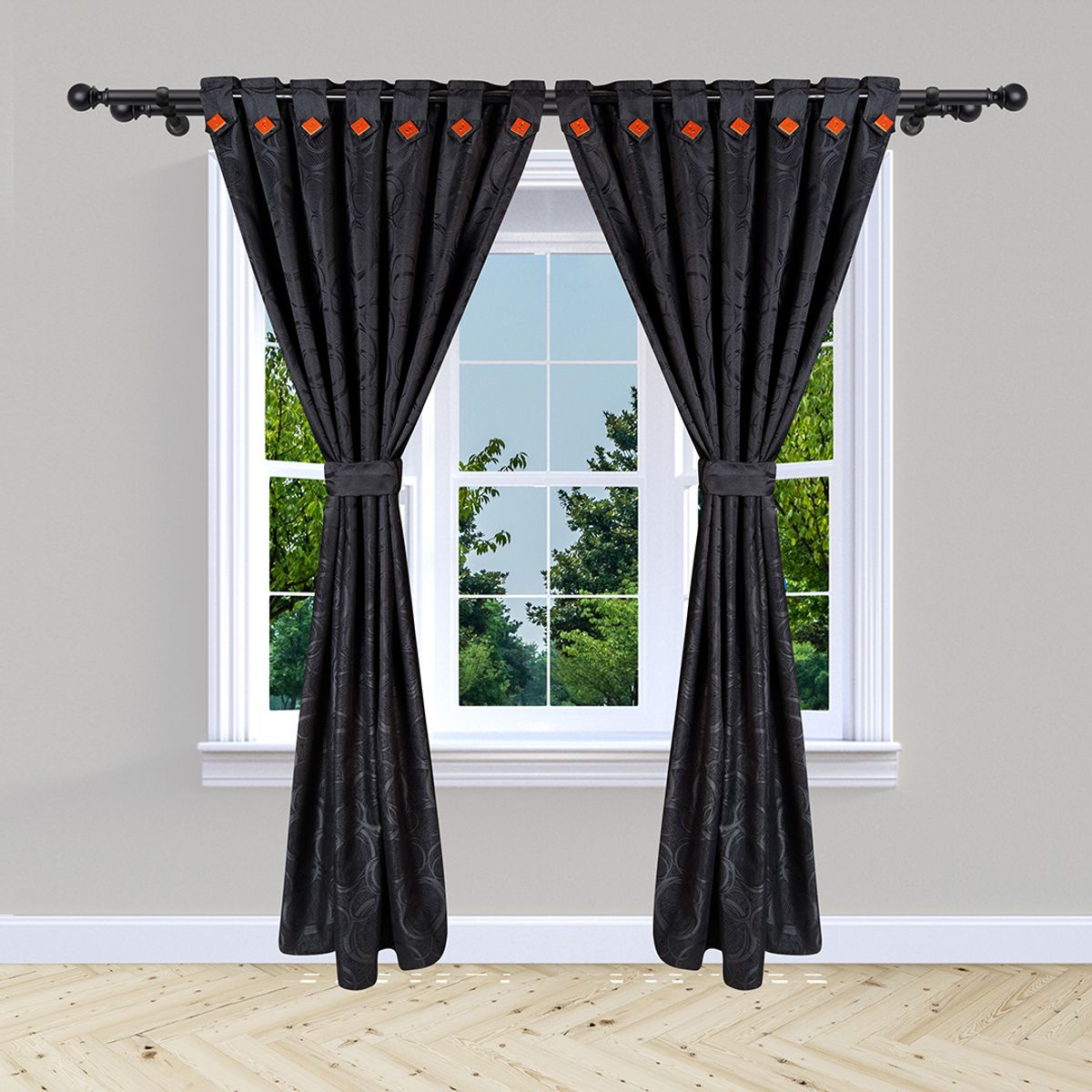 ADVANCE - Elegante Cortina Tipo Jacquard Sala o Habitación 280cm x 210cm Negro