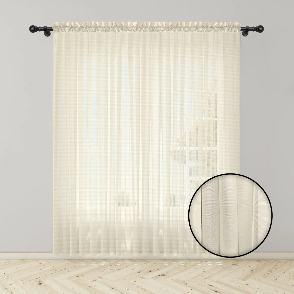 ADVANCE - Cortina Beige en Velo Muselina 3 mts x 2.10 mts Entero