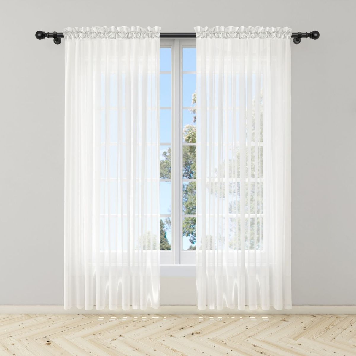 GENERICO - Cortina Blanca en Velo Muselina 3 mts x 2.10 mts Dividido