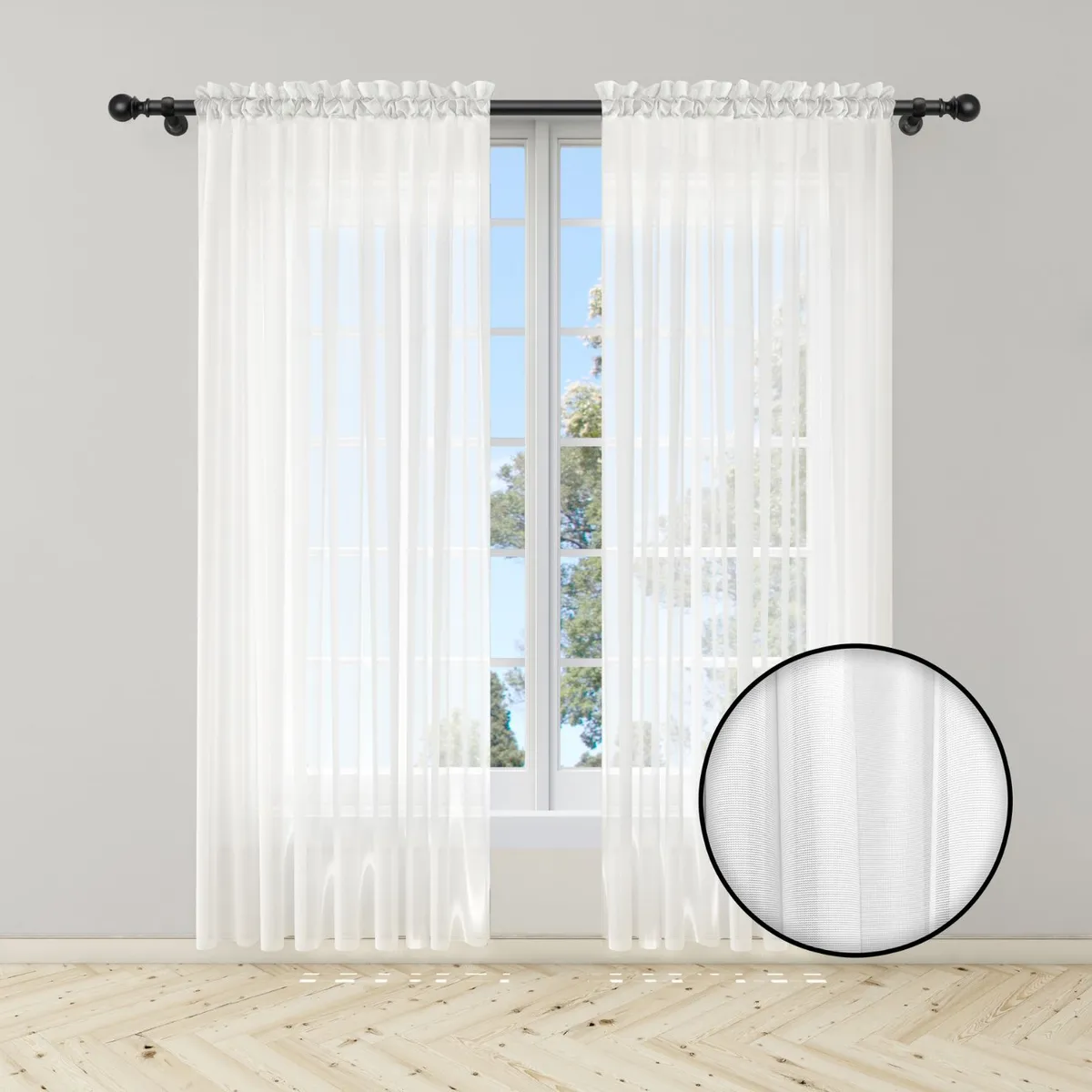 GENERICO - Cortina Blanca en Velo Muselina 3 mts x 2.10 mts Dividido