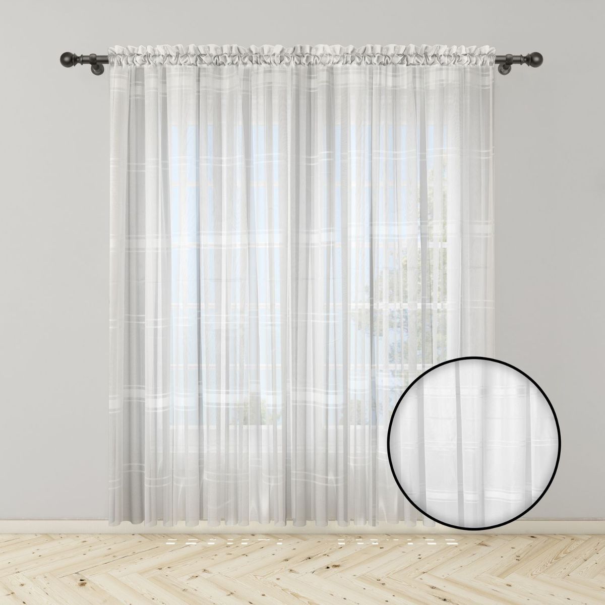 GENERICO - Cortina Blanca Rayada en Velo Muselina 3 mts x 2.10 mts Entero