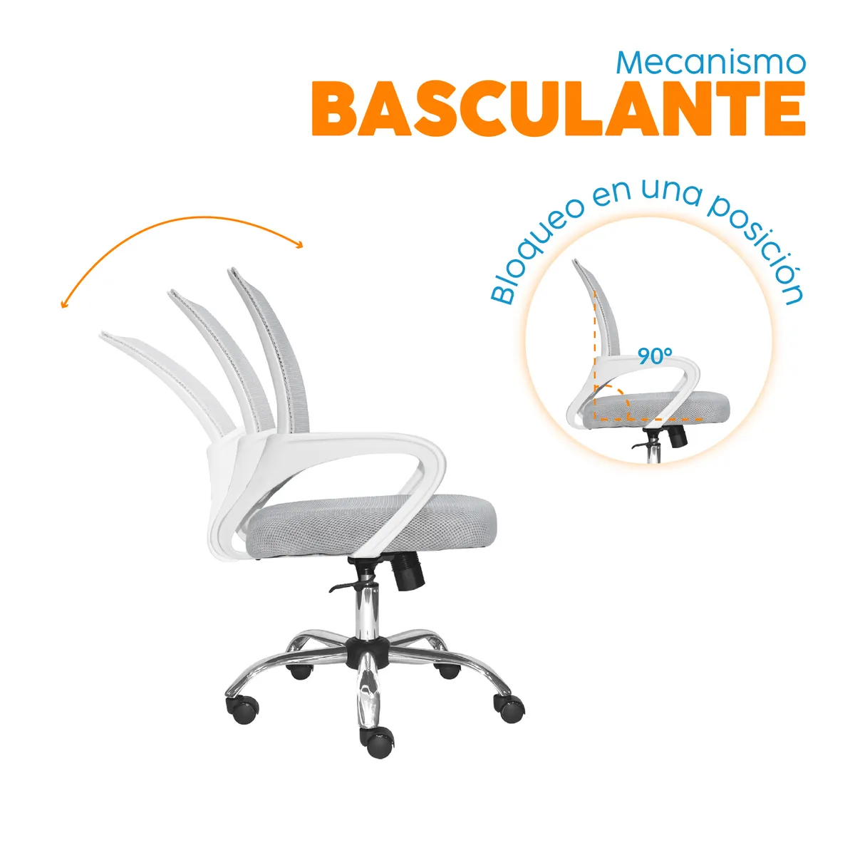 BONNO - Silla Atlantis Eco Xj Malla Gris Marco Blanco Bonno