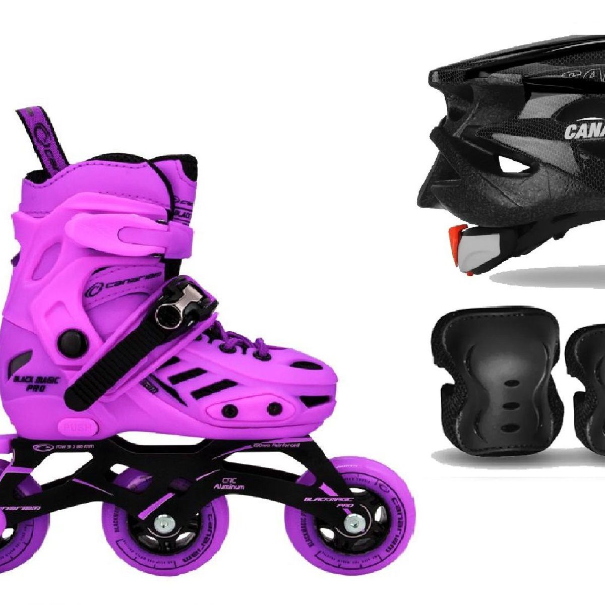 CANARIAM - COMBO PATINES BLACK MAGIC PRO PLUS MOR 27-30 KITC4 CASCO SONIC