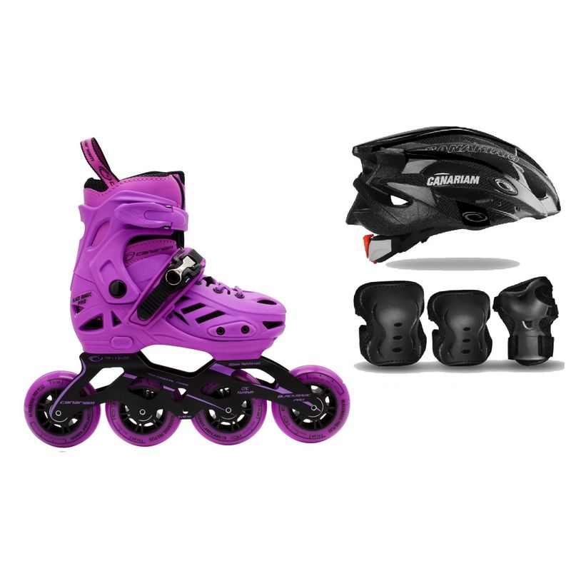 CANARIAM - COMBO PATINES BLACK MAGIC PRO PLUS MOR 31-34 KITC4 CASCO SONIC