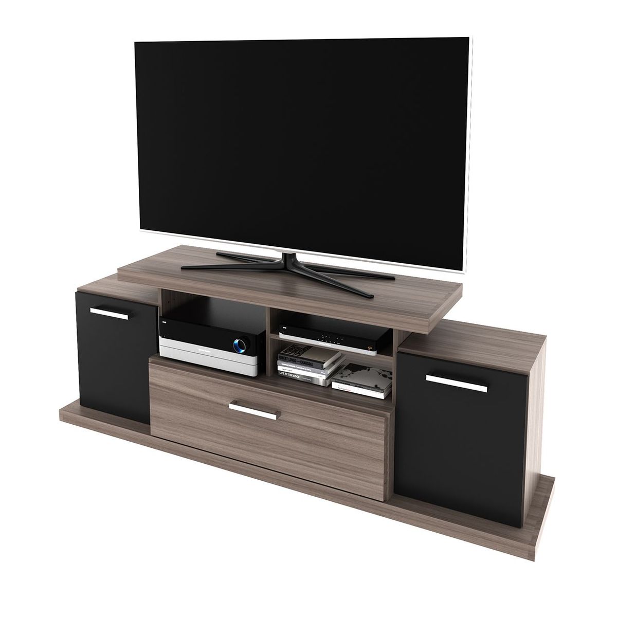 BONNO - Rack P/Tv 50 Venecia Roble/Negro Bonno