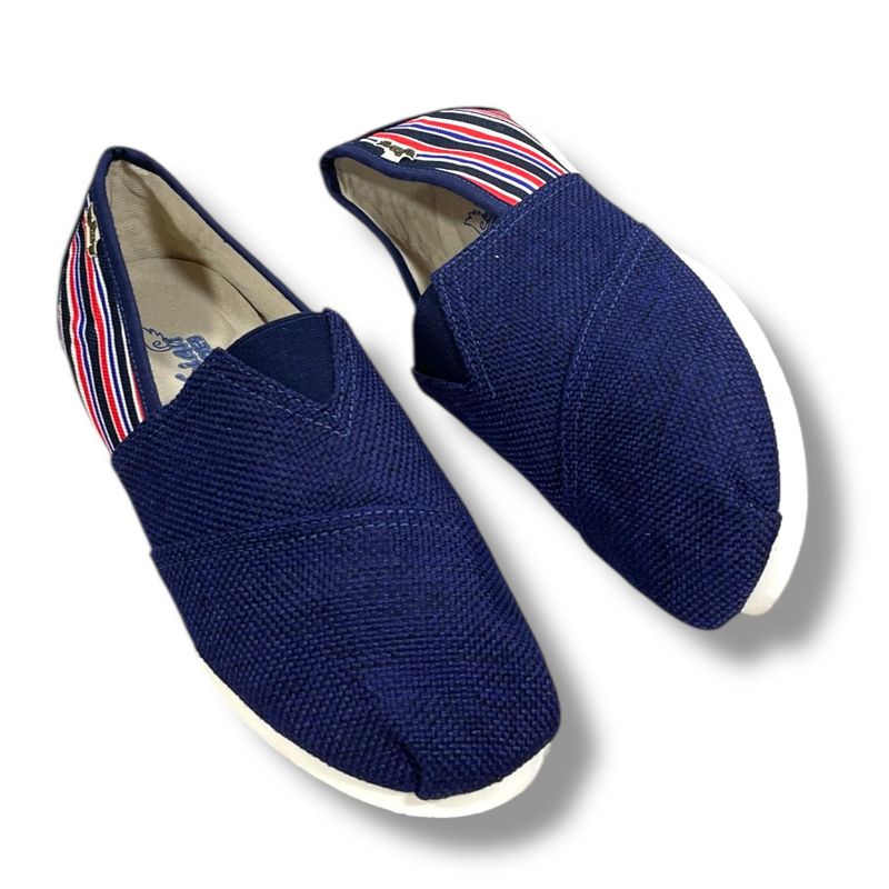 XIAN SHOES - Alpargata hombre clasica azul -rayas rojas