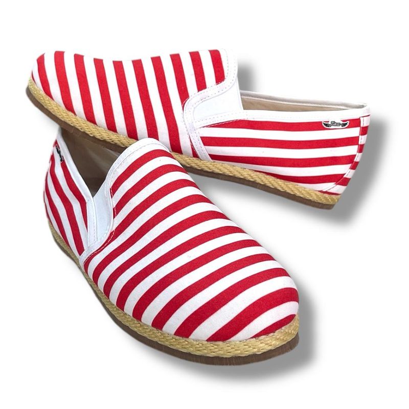 XIAN SHOES - Alpargata hombre yute rayas rojas total 25