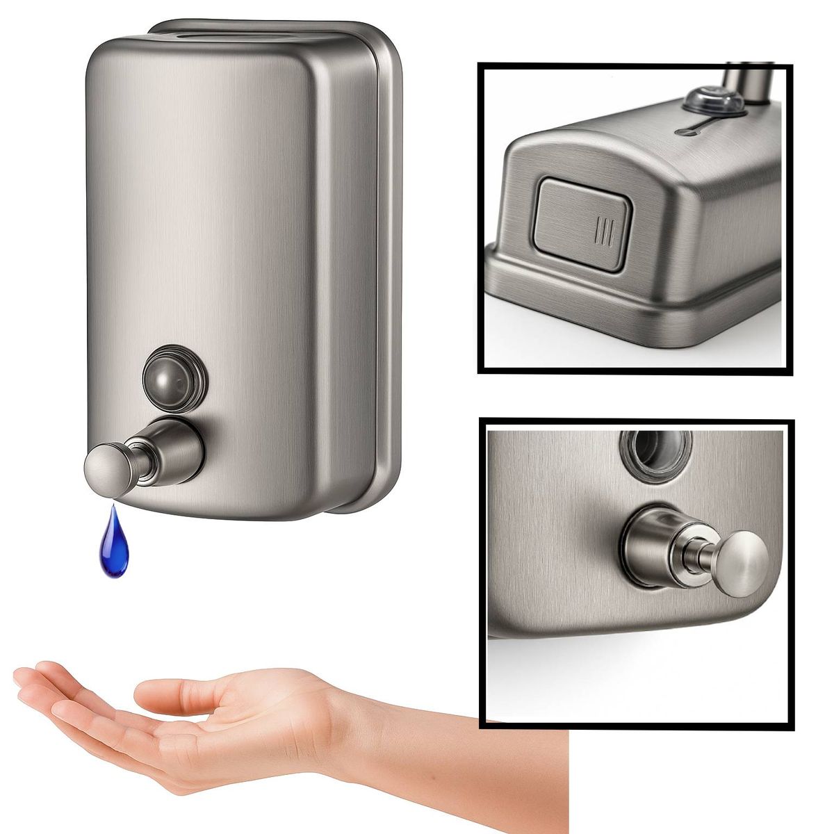 GENERICO - Dispensador Jabón Liquido Pared Metálico 1lit Institucional