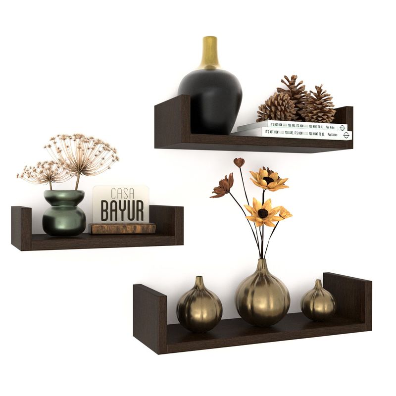 GENERICO - Super Promo! - Set 3 Repisas Flotante U 15 cm- Decoración hogar